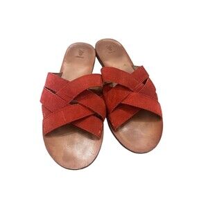 Frye Carla Criss Cross Slide Sandals Womens Size 8 Red Open Toe Flat